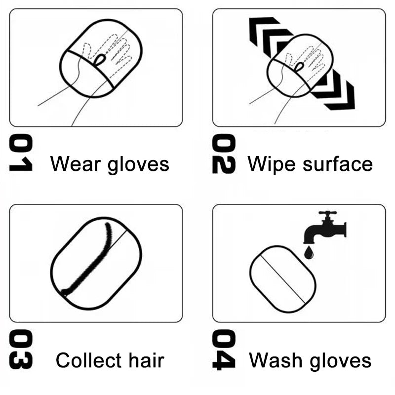 Outil de retrait de poils d'animaux, gants réutilisables antistatiques, gants de toilettage double face pour animaux de compagnie, enlève les poils d'animaux des tapis