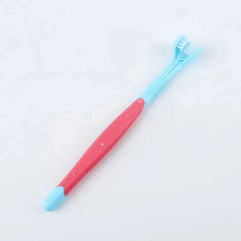 Brosse à dents 3 faces pour animaux de compagnie Brosse à dents en plastique pour chien Élimine le tartre Nettoyage buccal Soins pour animaux de compagnie Nettoyage buccal pour chat