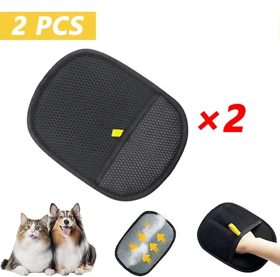 Outil de retrait de poils d'animaux, gants réutilisables antistatiques, gants de toilettage double face pour animaux de compagnie, enlève les poils d'animaux des tapis