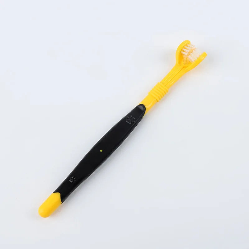Brosse à dents 3 faces pour animaux de compagnie Brosse à dents en plastique pour chien Élimine le tartre Nettoyage buccal Soins pour animaux de compagnie Nettoyage buccal pour chat